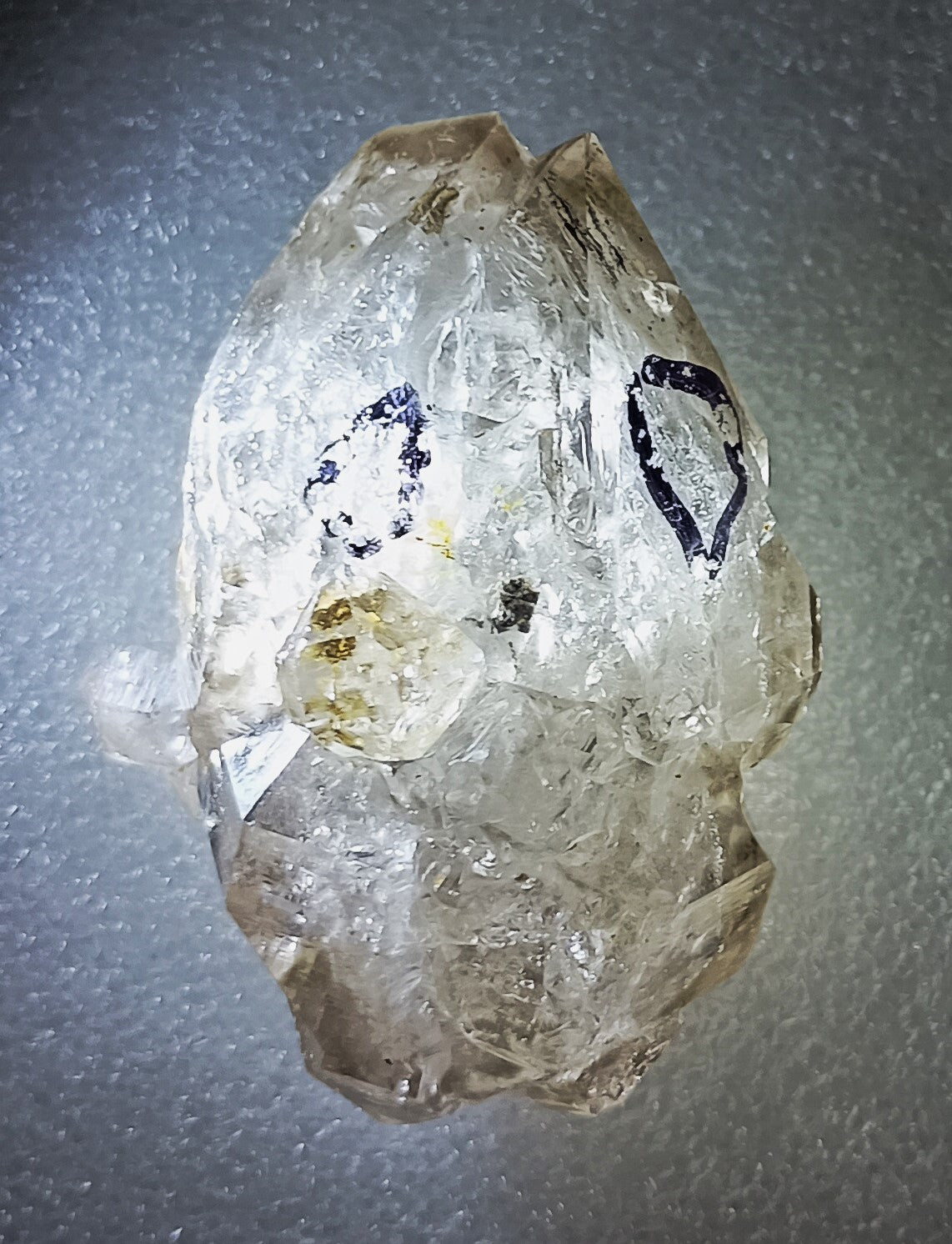 UV reactive Double Terminated Arkansas Smoky Quartz Enhydro Crystal