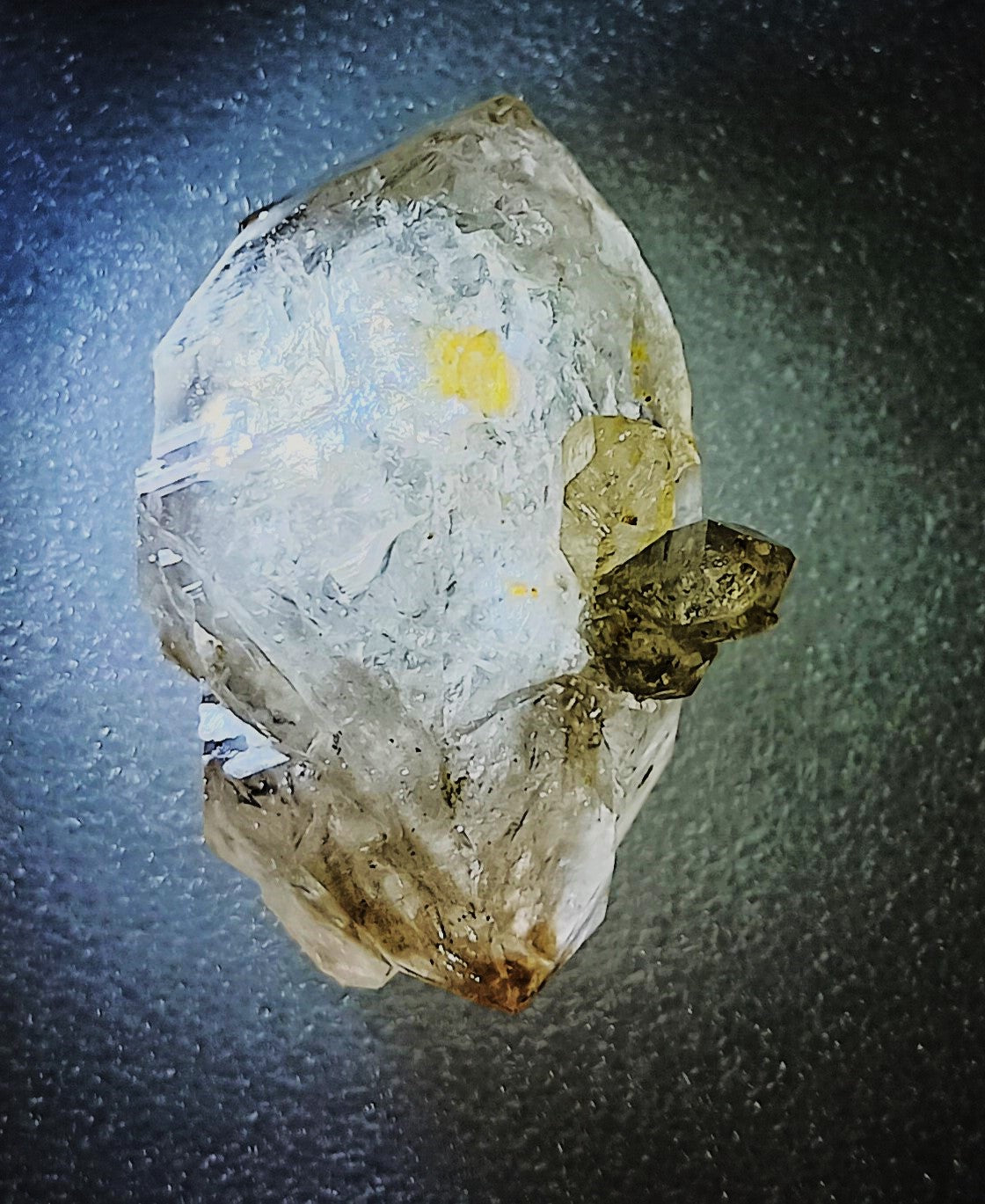 UV reactive Double Terminated Arkansas Smoky Quartz Enhydro Crystal