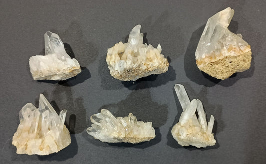 6-pack of Small Arkansas Quartz Crystals Clusters