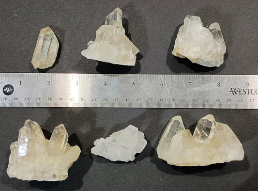 6-pack of Small Arkansas Quartz Crystals Clusters