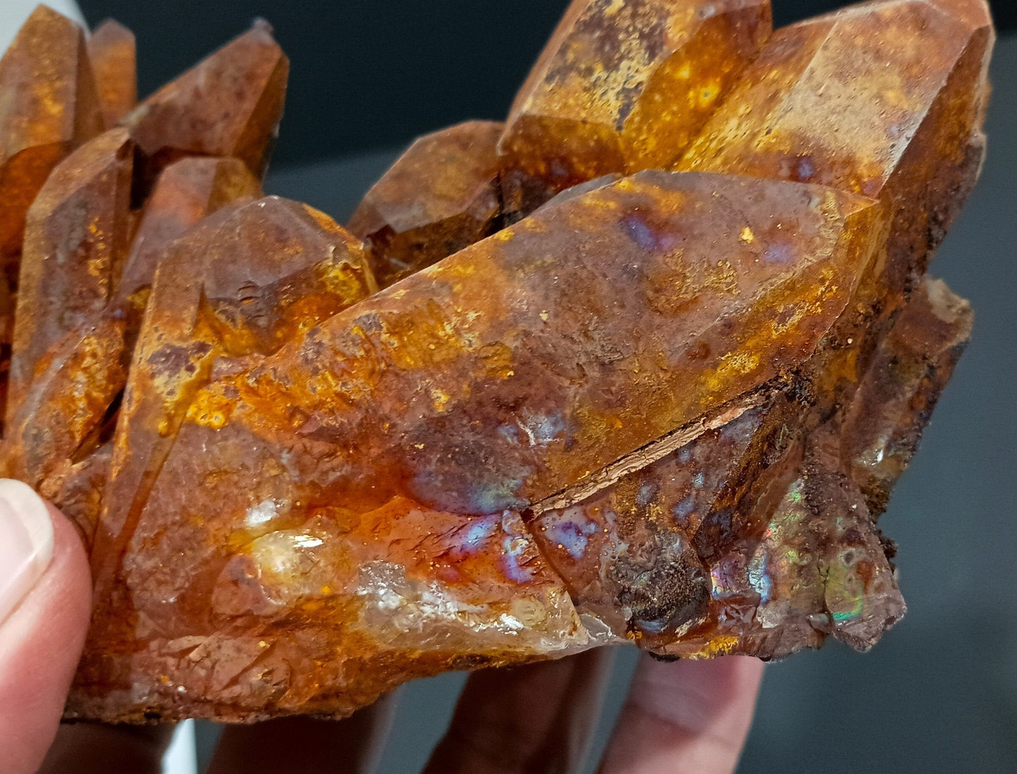 Beautiful Iridescent Arkansas Quartz Crystal Cluster