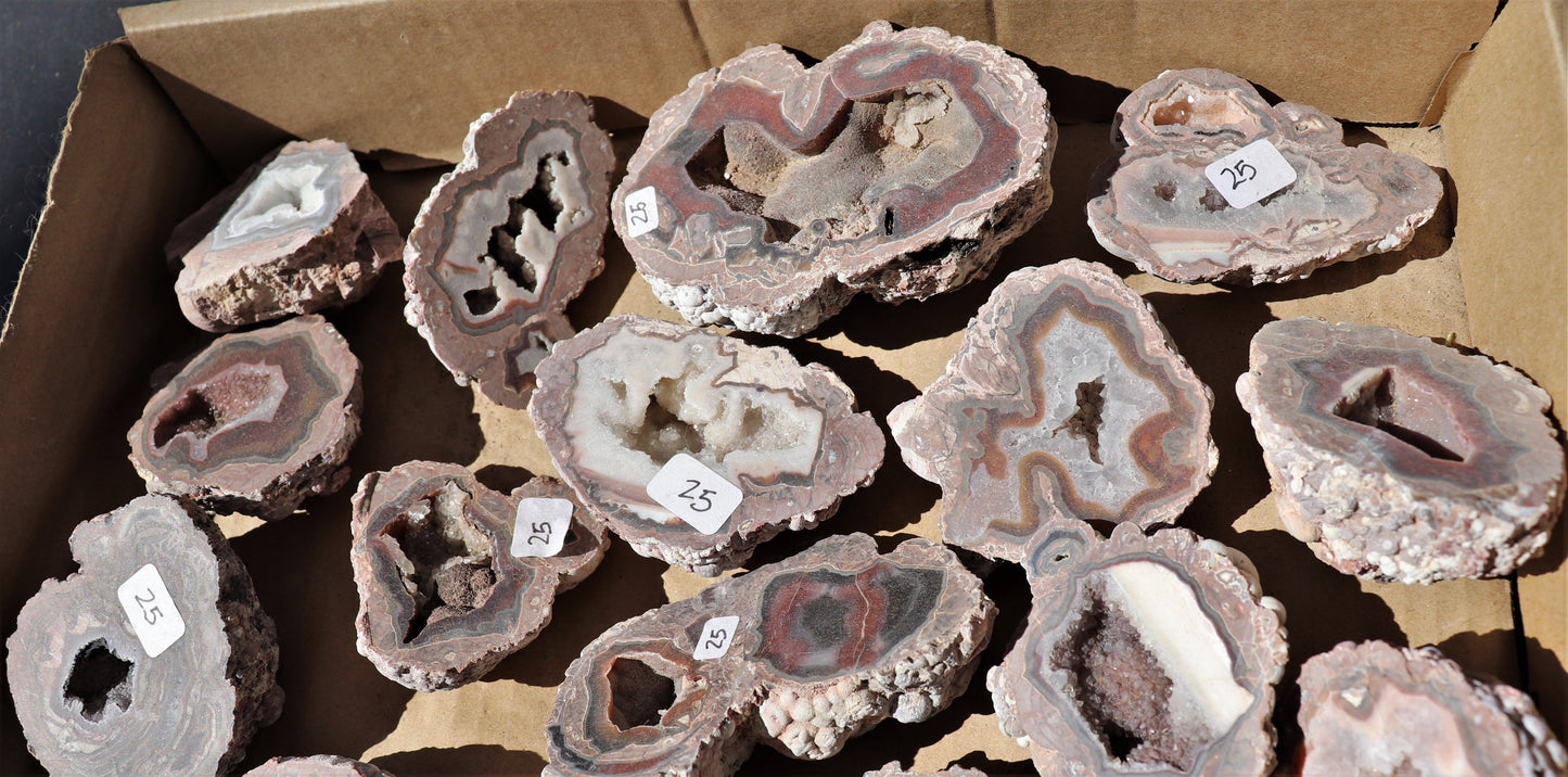 30 count flat of $25 Deming thunderegg halves