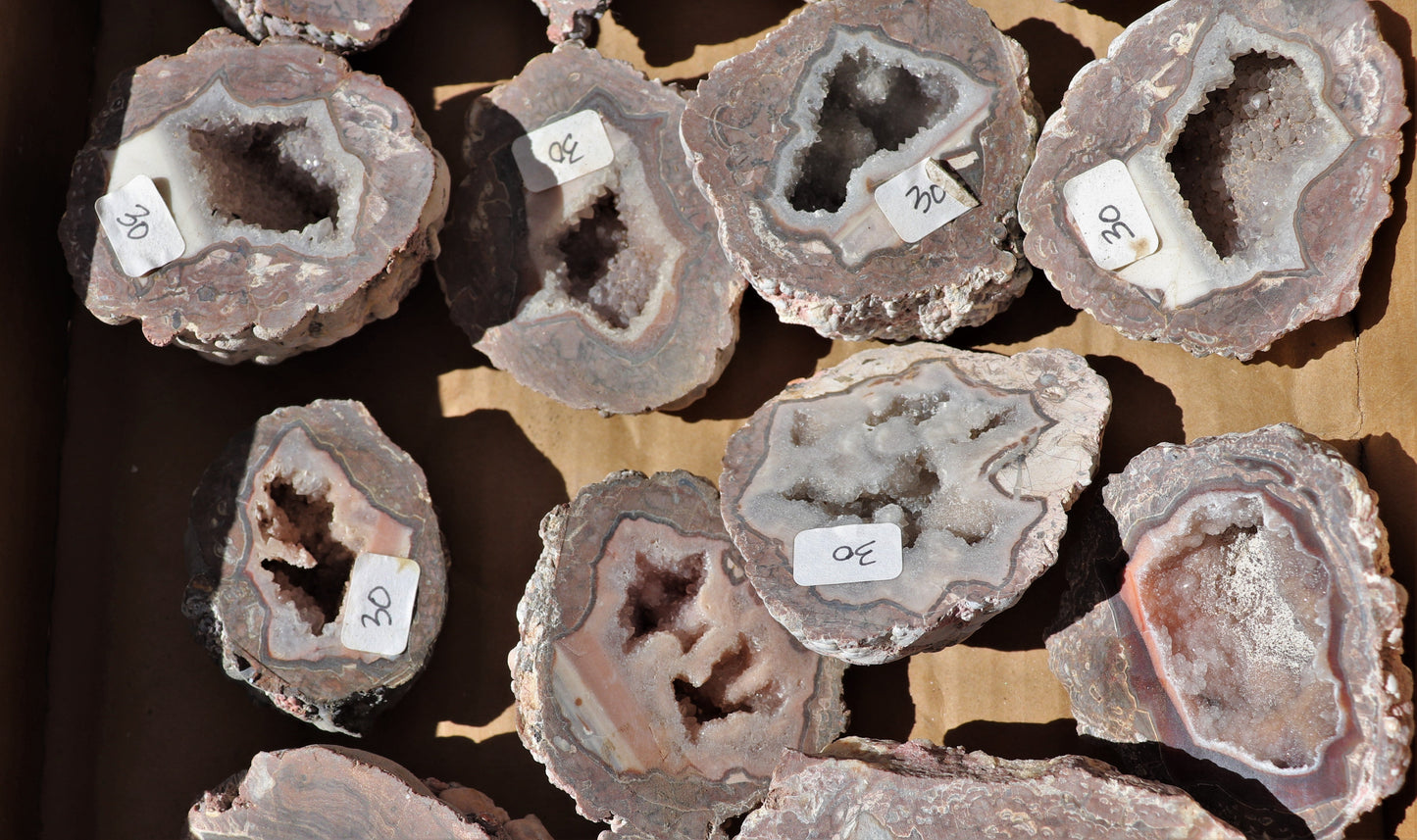 16 count flat of $30 Baker Ranch thunderegg halves