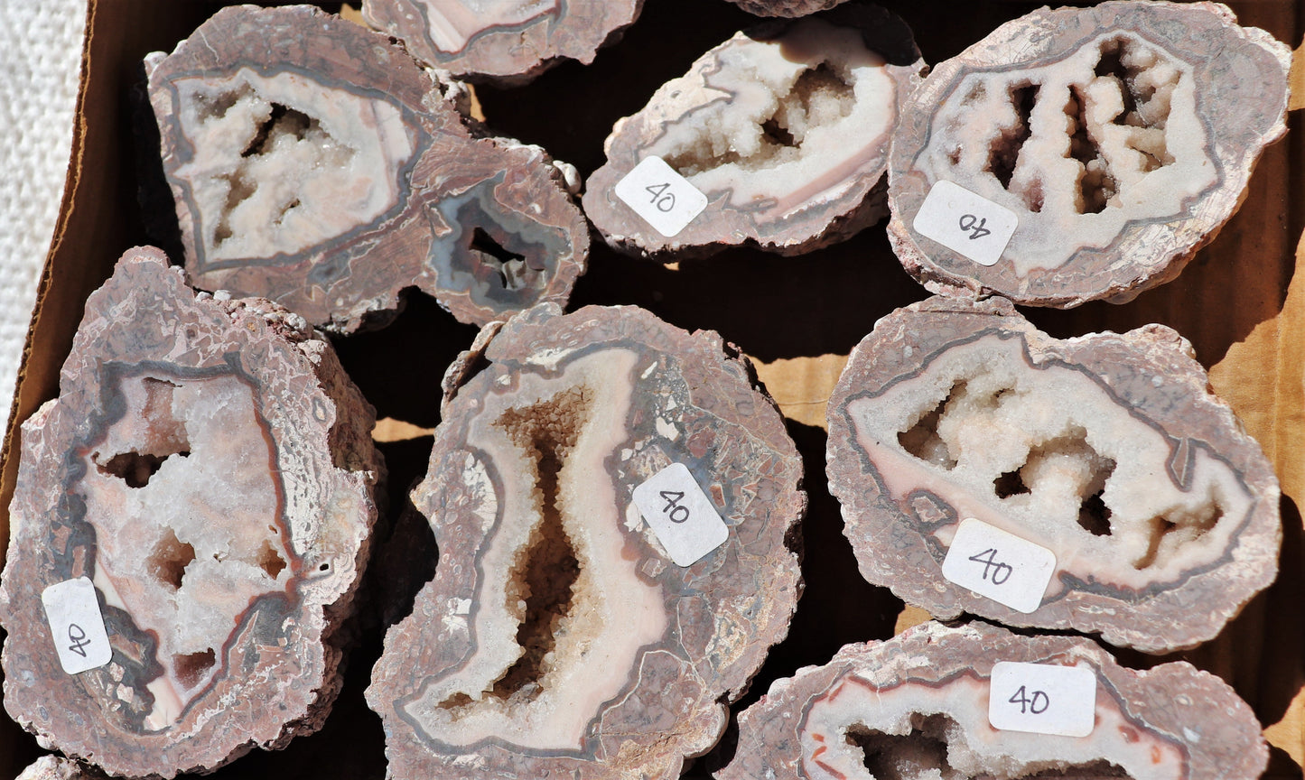 18 count flat of $40 Baker Ranch thunderegg halves