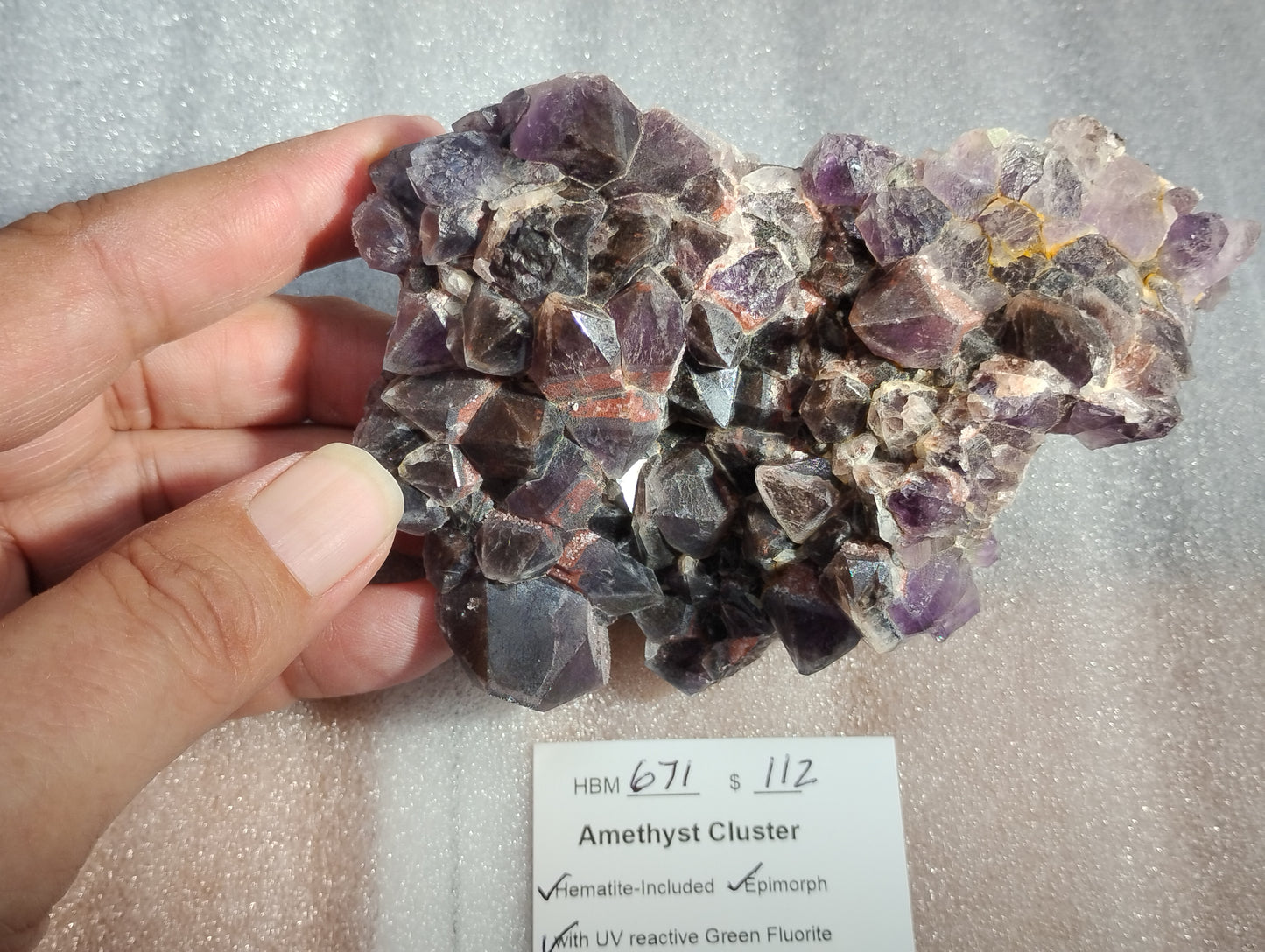 HBM671 - Excellent Hematite included Amethyst Cluster
