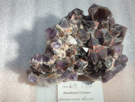 HBM671 - Excellent Hematite included Amethyst Cluster