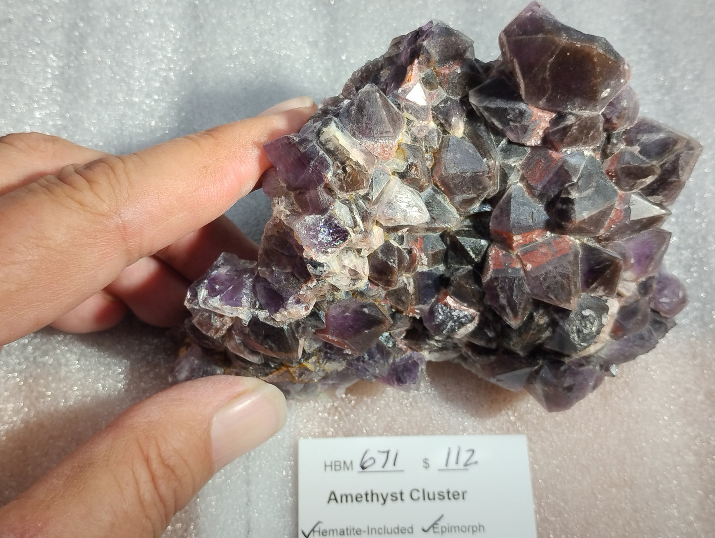 HBM671 - Excellent Hematite included Amethyst Cluster